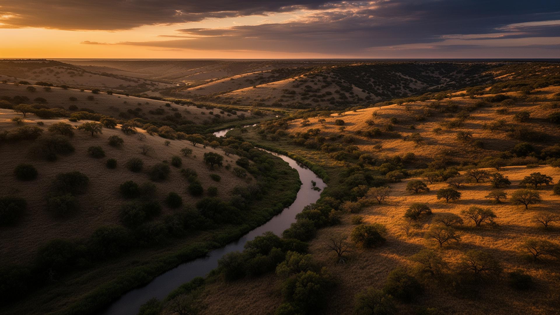 Aerial view of Trinity Valley Ranch in Coleman, Texas